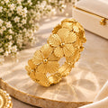 Golden Bloom Floral Cuff Bangle