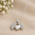 Heart Wings Silver Necklace – Sparkling Angel Wing Pendant