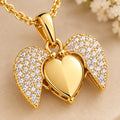 Heart Wings Gold Necklace – Sparkling Angel Wing Pendant
