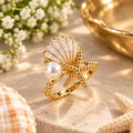 Ocean Pearl Seashell Ring
