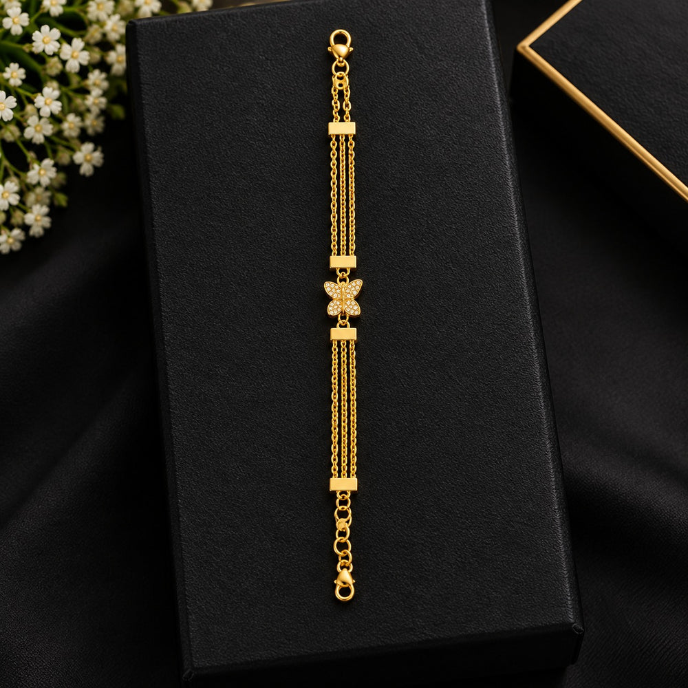 Golden Butterfly Multi-Strand Bracelet
