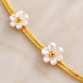 Floral Pearl Herringbone Gold Necklace