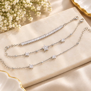 Elegant 3-in-1 Crystal Charm Bracelet Set
