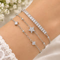 Elegant 3-in-1 Crystal Charm Bracelet Set